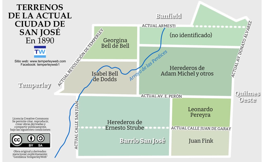 San Jose Temperley mapa historia