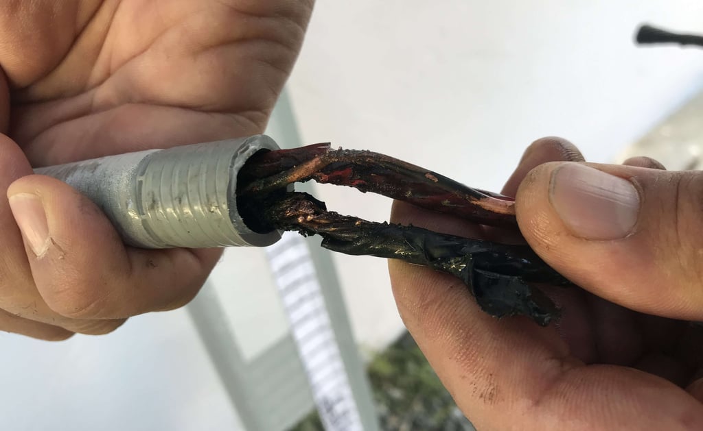 Exterior wire burnt in conduit