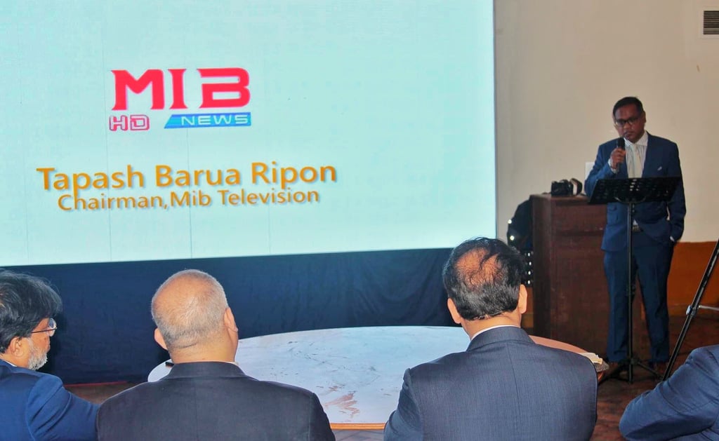 TAPASH BARUA PRESENTING NEW MIB TELEVISION APPLICATION DURING CEREMONY IN PARIS