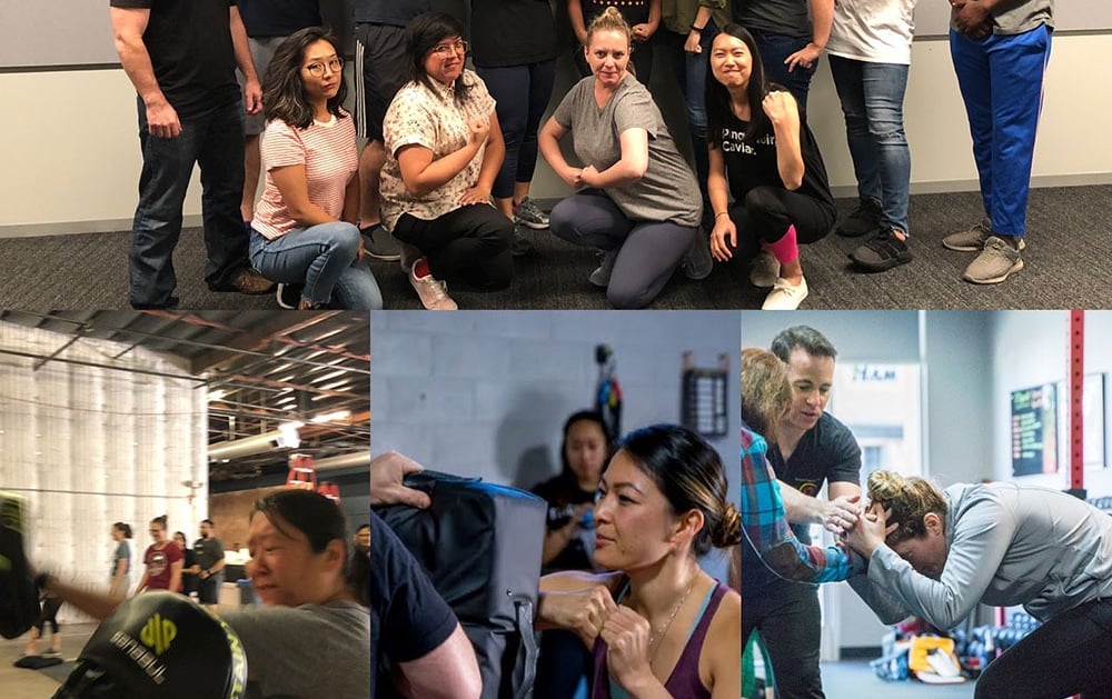 Self defense class, hitting