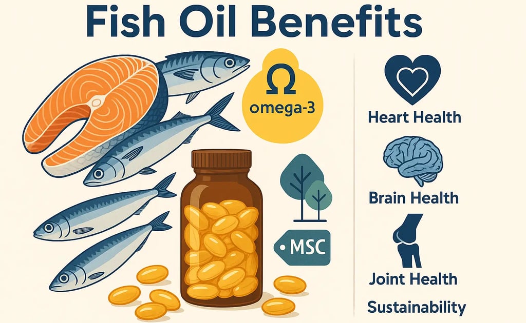 Fish oil supplements with omega-3-rich fish like salmon and sardines