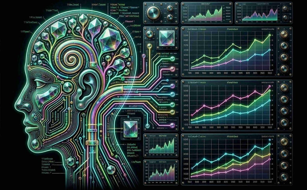 Ultra-high-resolution technical visualization blueprint of reverse psychoacoustic masking mechanics.
