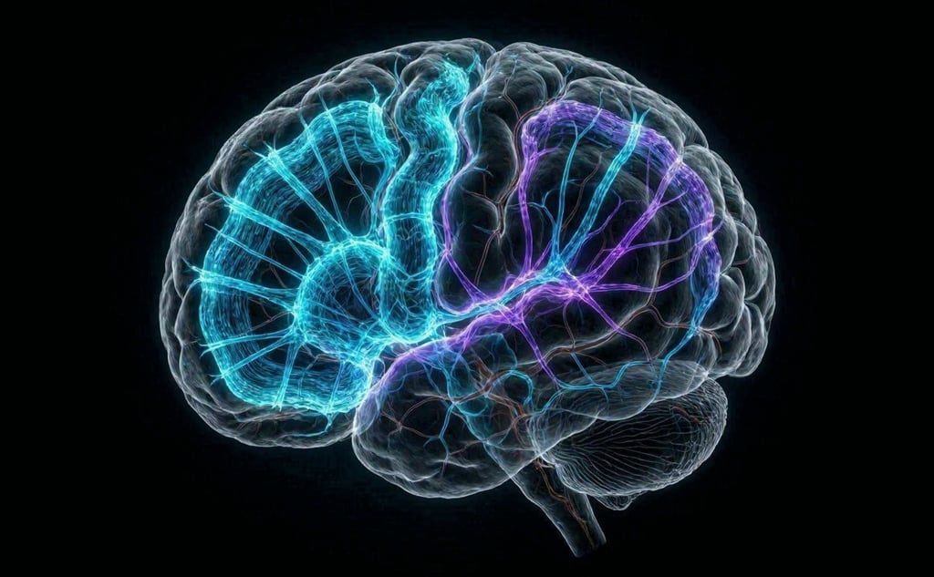  A scientifically accurate, hyper-detailed 3D reconstruction of a human brain during neuroimaging.
