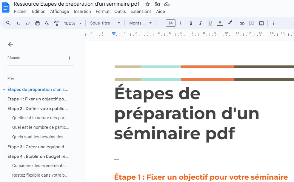 liste des tâches organisation séminaire