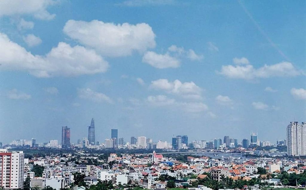 View of Saigon on a sunny day shot on film
