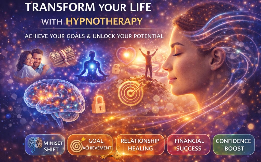 Transform your life with hypnotherapy for goal achievement, financial success, and mindset shift.