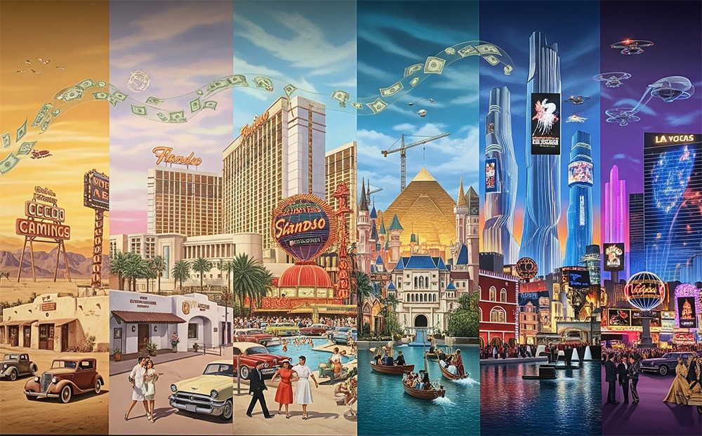 a series of four different images of a city