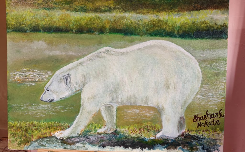 bear-in-the-zoo-oil-painting-by-shashank-nakate