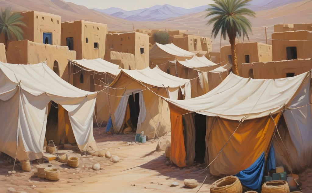 خيام وبيوت من طين