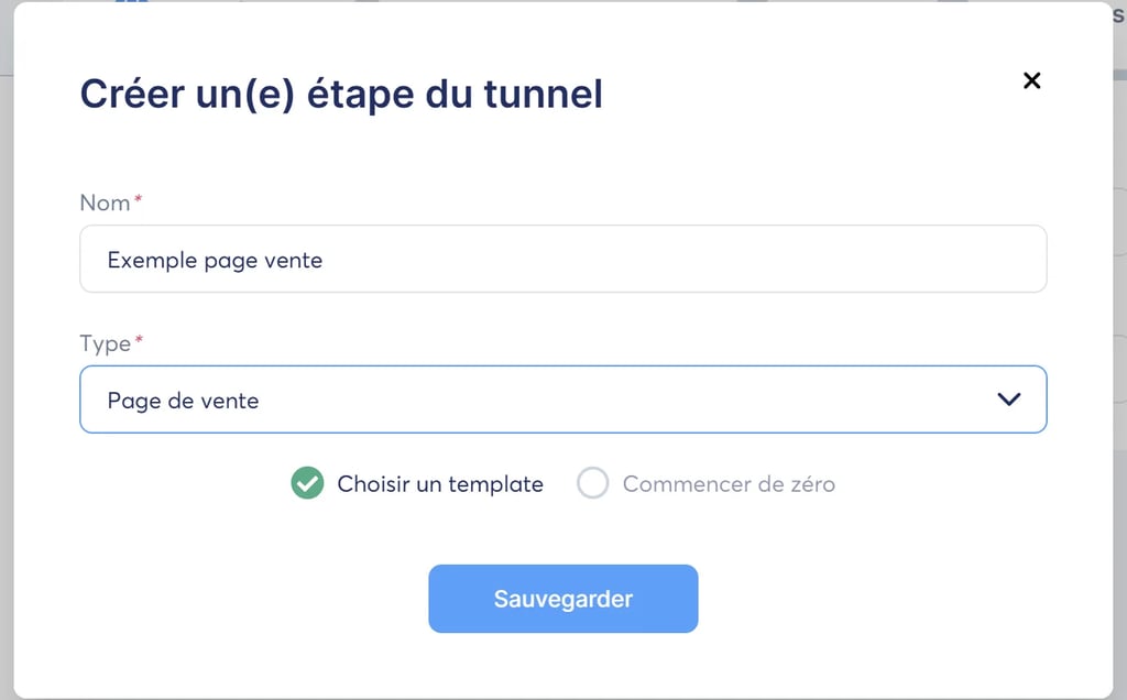 Création d'une page de vente