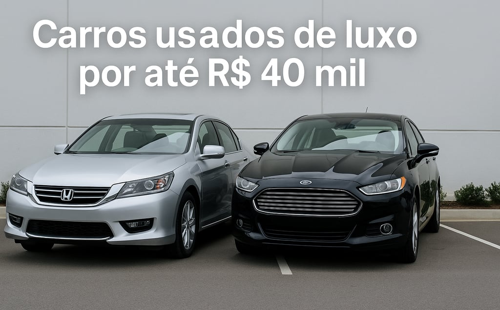 Honda Civic prata e Ford Fusion preto estacionados lado a lado em pátio limpo, com visual de carros