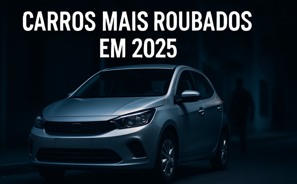 Carro hatch prateado (sem identificação de marca) estacionado à noite em uma rua urbana escura. Ao f