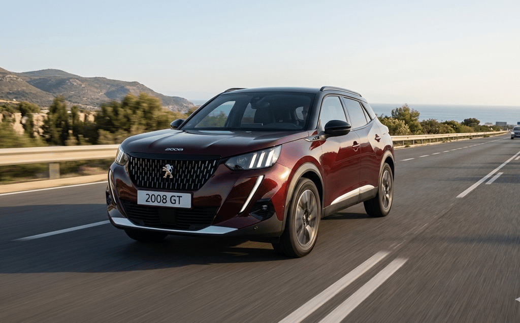 Peugeot 2008 GT Hybrid SUV híbrido rodando em rodovia