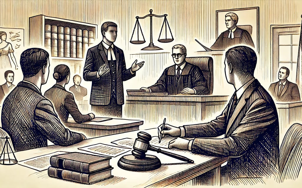 a courtroom scene with a judge and a judge in a courtroom