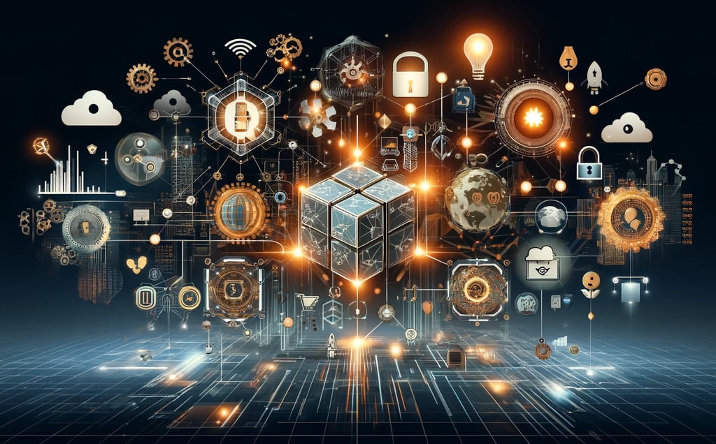 a cube with many different types of technology symbols