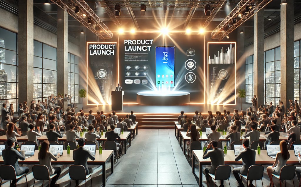 a conference room with a large screen displaying a presentation