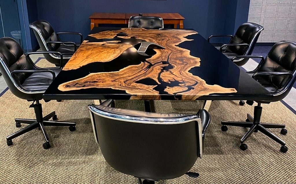 walnut tree and epoxy table