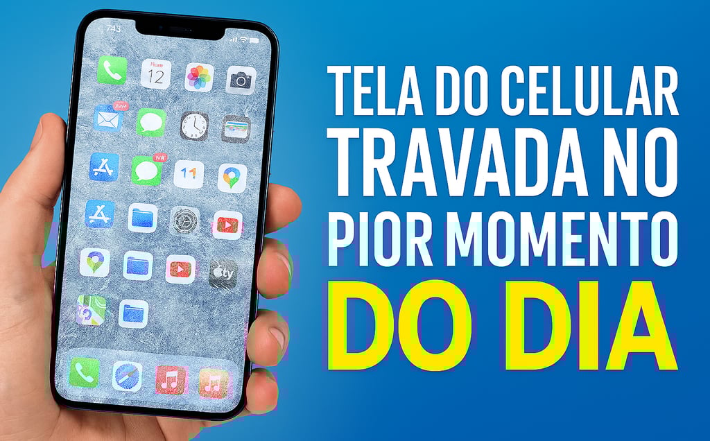 a person holding a cell phone with the words,'tea do celu