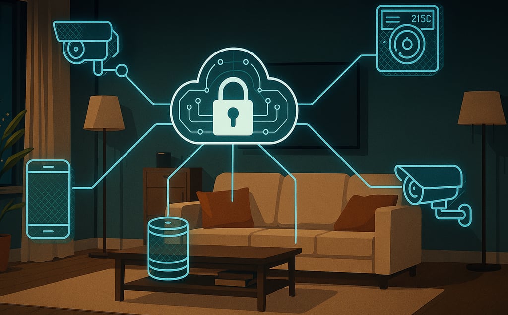 uma sala de estar com um sofá e um laptop