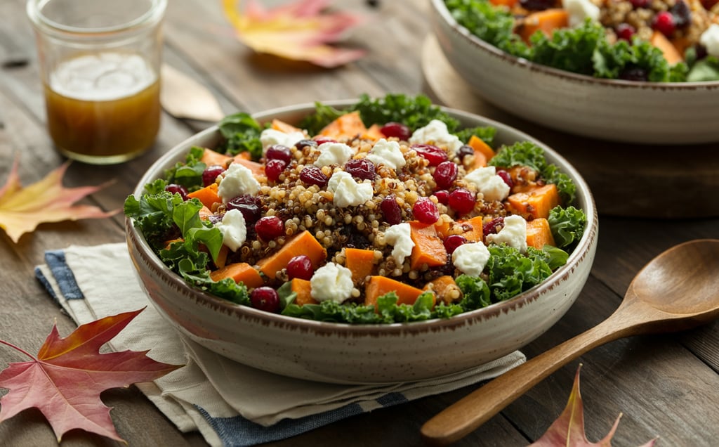 a bowl of salad with a glass of wine