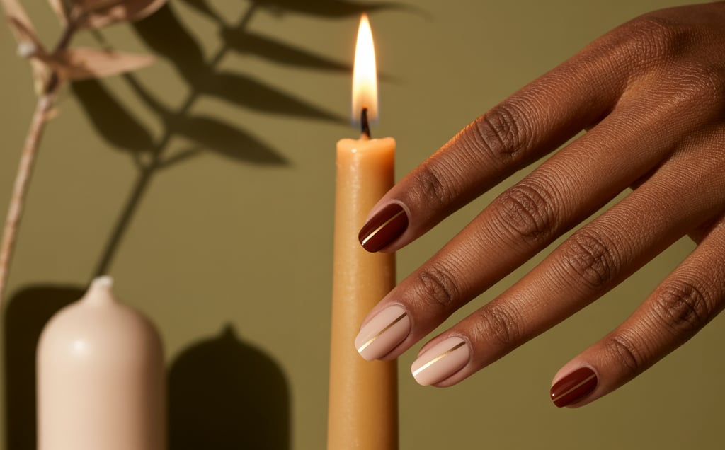 a woman's hand holding a candle in front of a candle