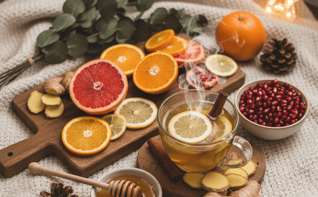 a glass of tea with a cup of tea and a spoon