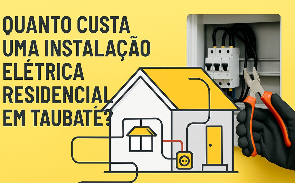 Imagem ilustrativa sobre instalação elétrica residencial em Taubaté, com fios e ferramentas.