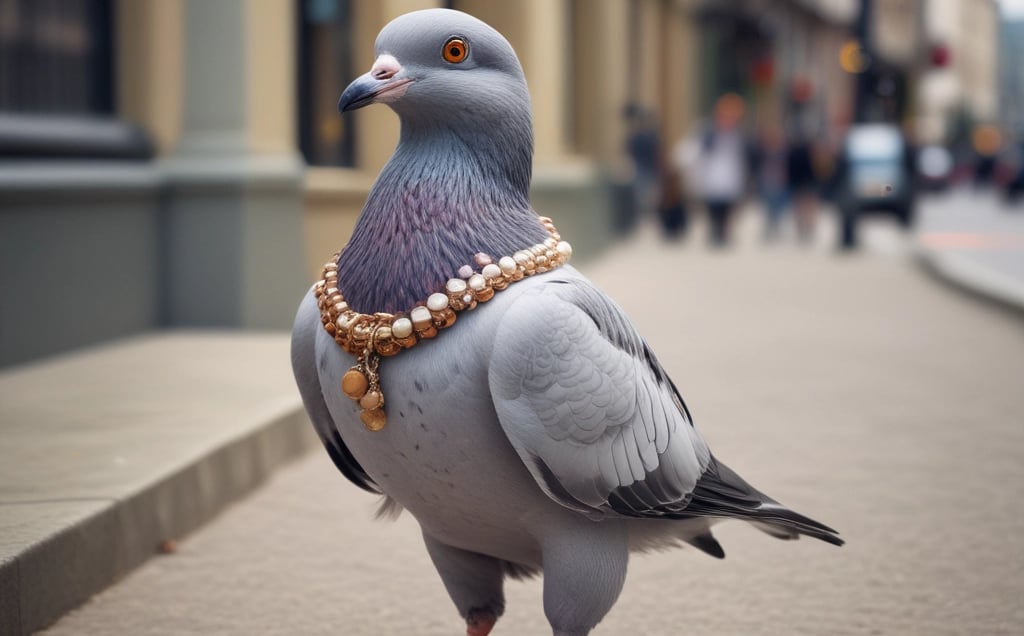 A pigeon dressed as a tiny chef, proudly holding a miniature spatula.