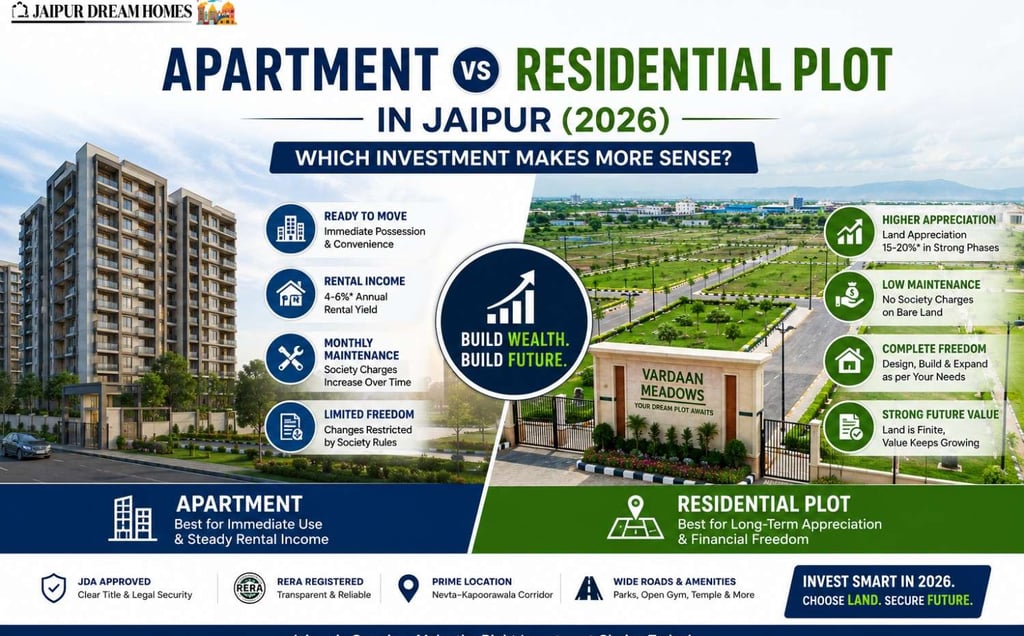 Apartment vs Residential Plot in Jaipur (2026): Which One Should You Buy?