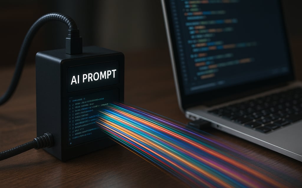 AI Prompt enginer receiving inputs and outputting colourful data