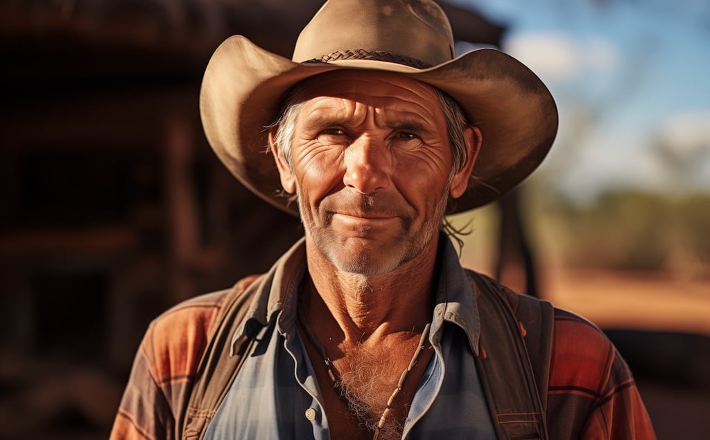 A true blue, Australian farrier, Dan Harper, with his Akubra hat and RM Williams boots