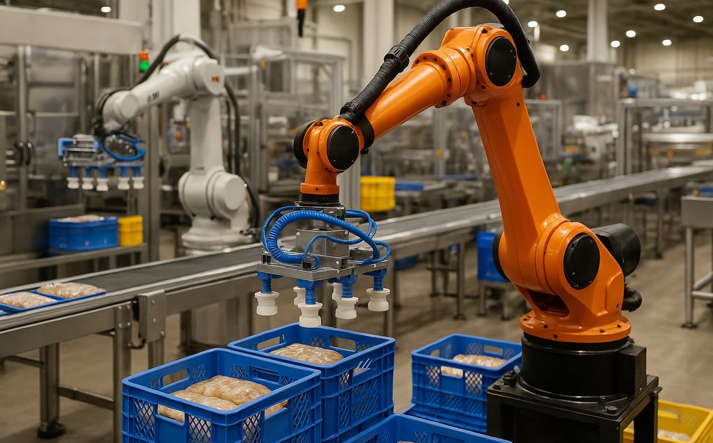 Robôs e automação industrial revolucionam setor de alimentos em 2025