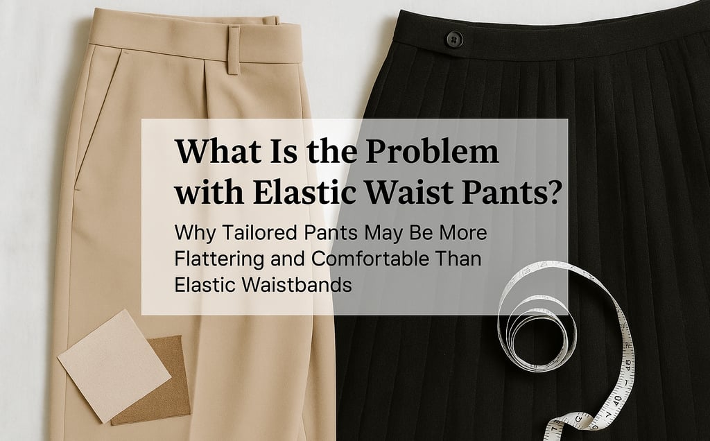 Tailored pants and skirt with measuring tape.