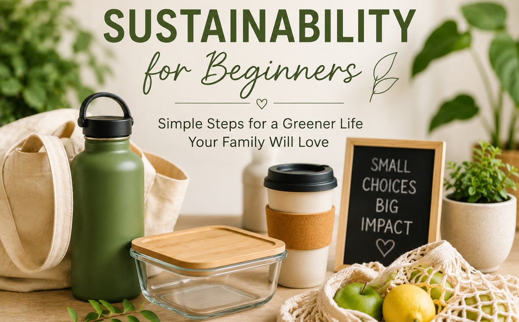 Sustainability for beginners featuring reusable household products and simple eco-friendly lifestyle