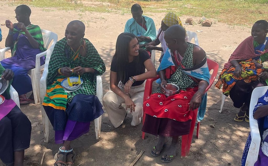 Maasai women group making beaded products