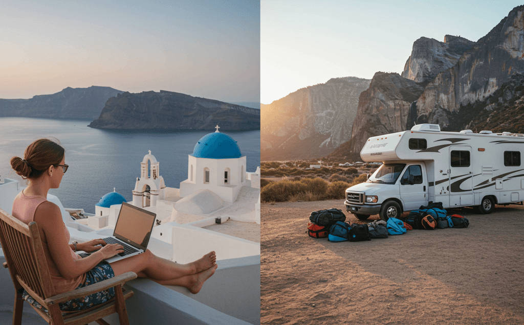 Digital nomad using the best travel apparel digital nomads 2025, showcasing versatile clothing