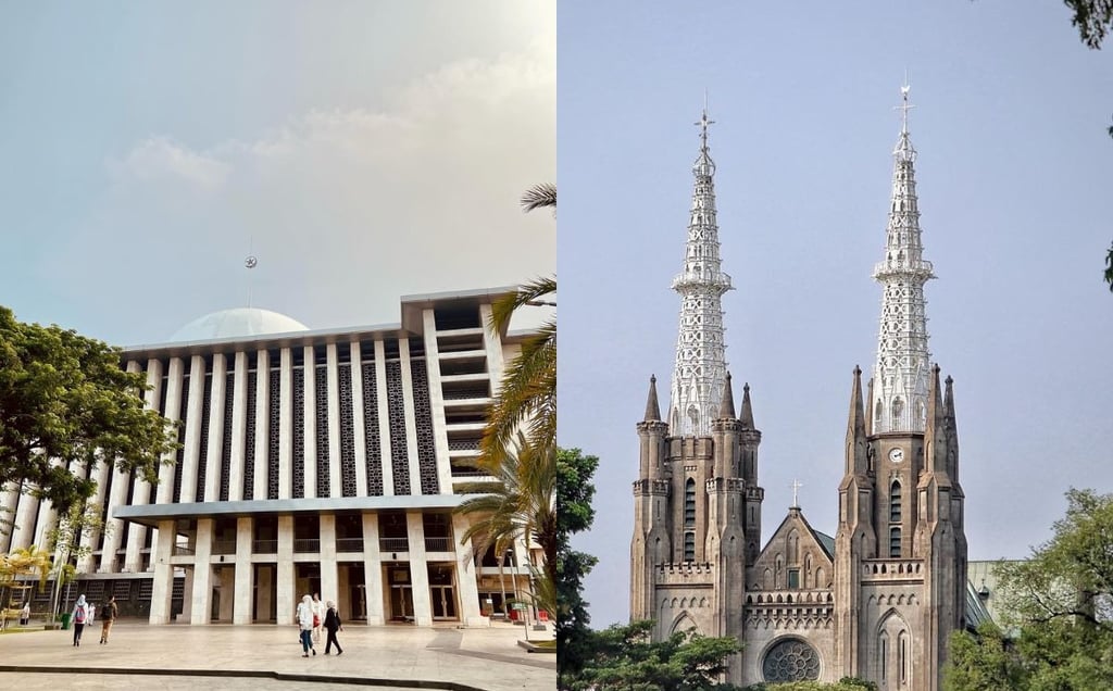 masjid intiqlal dan gereja katedral