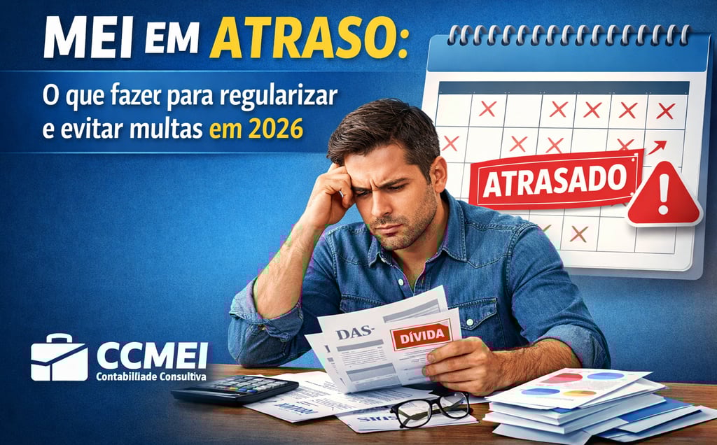 Microempreendedor individual preocupado analisando boletos do DAS em atraso ao lado de calendário marcado como atrasado