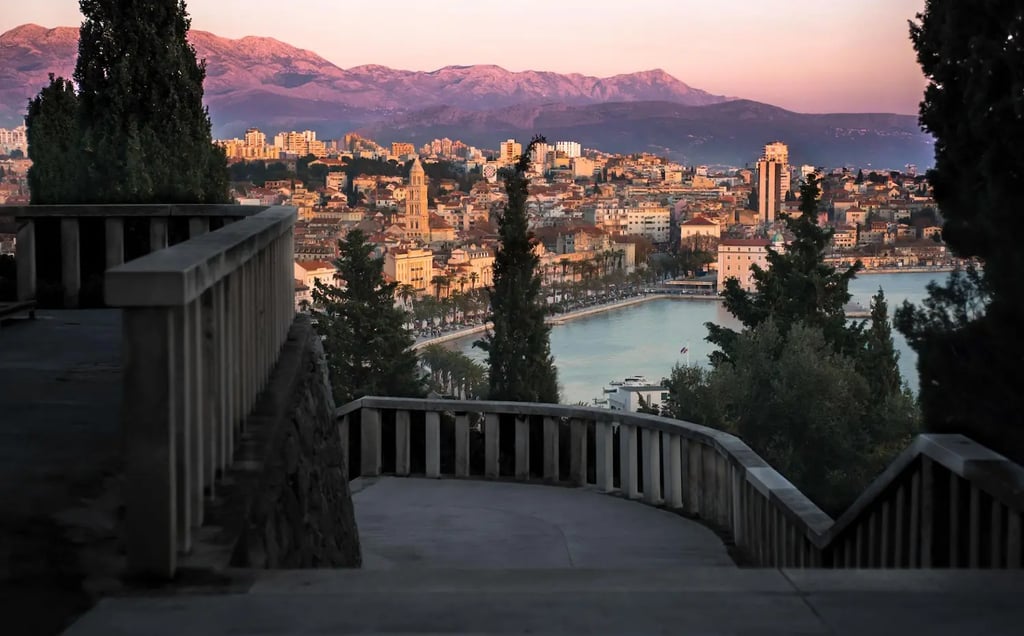 view of Split city and Adriatic coast from Marjan Hill viewpoint