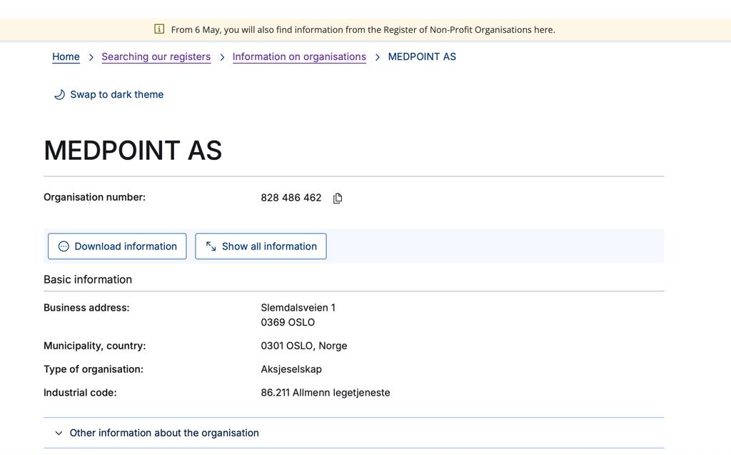 Medpoint AS,Statsforvalteren i oslo,Christer T. Larsen, Majorstuen,Frogner,Ullern,Oslo kommune,Slemdalsveien 1, 0369