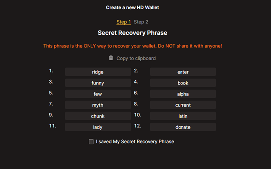 Unisat Bitcoin wallet secret recovery phrase