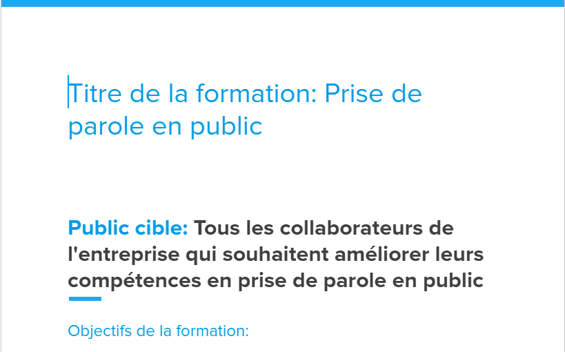 exemple de programme de formation détaillé