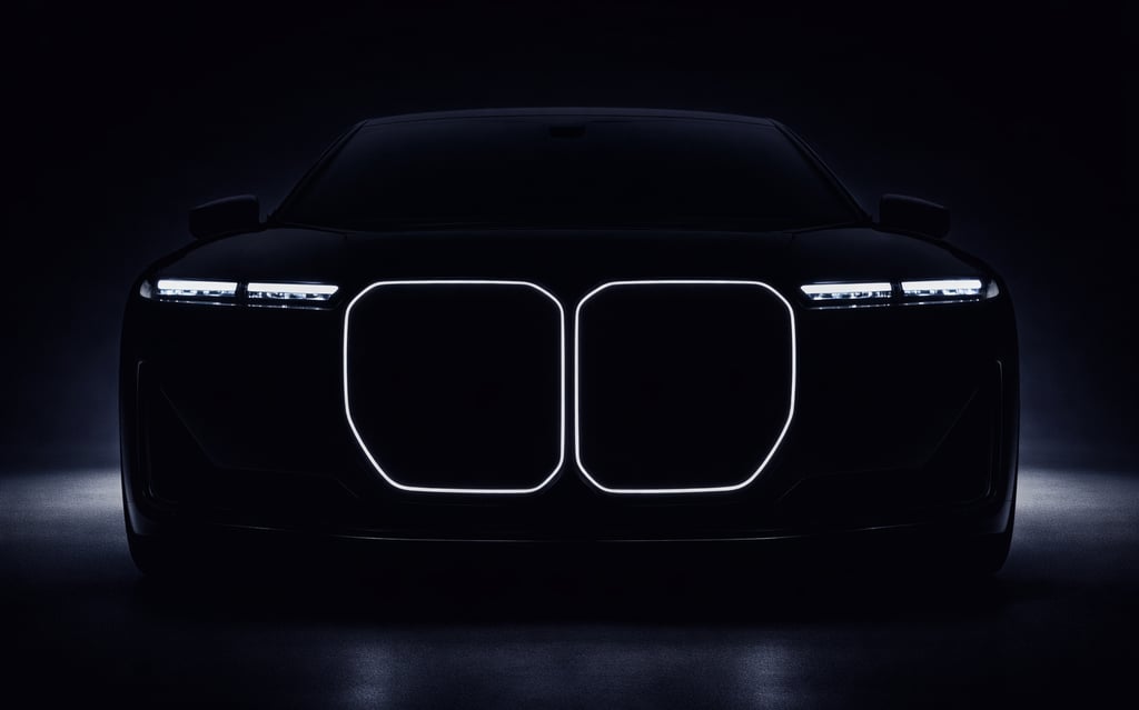 teaser do BMW Série 7 2026 revelando novo design frontal
