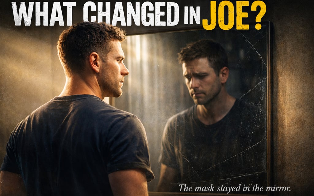 What Changed in Joe? mirror scene about men’s mental health and modern masculinity.