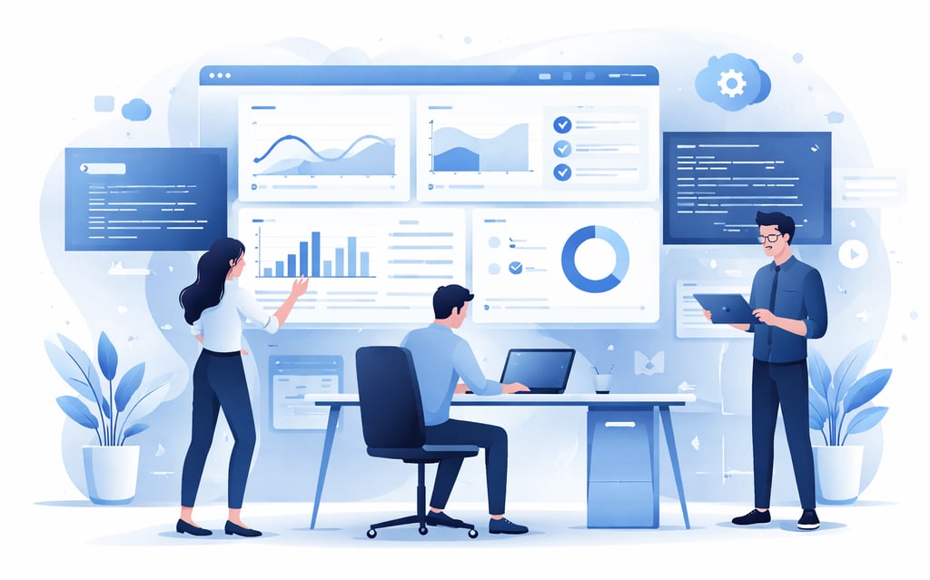 Scalable website and software development solutions illustration