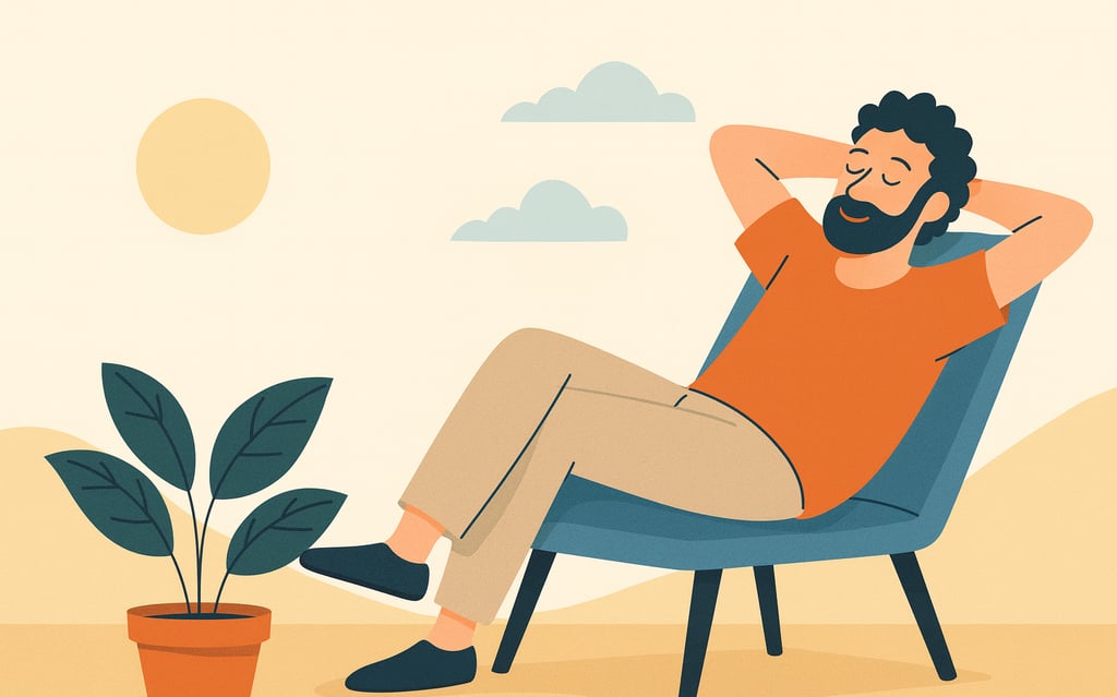 Mees lõõgastub vaikses kohas mitte midagi tehes