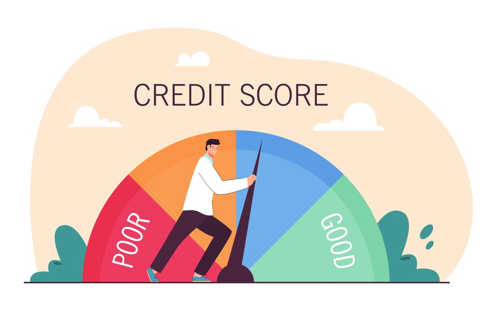 credit score scale with man illustration