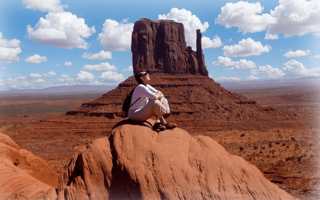 Climbing a boulder overlooking West Mitten, East Mitten and Merrick Butte, I lingered to appreciate the view and vibe