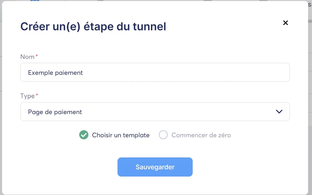 Création d'une page de paiement