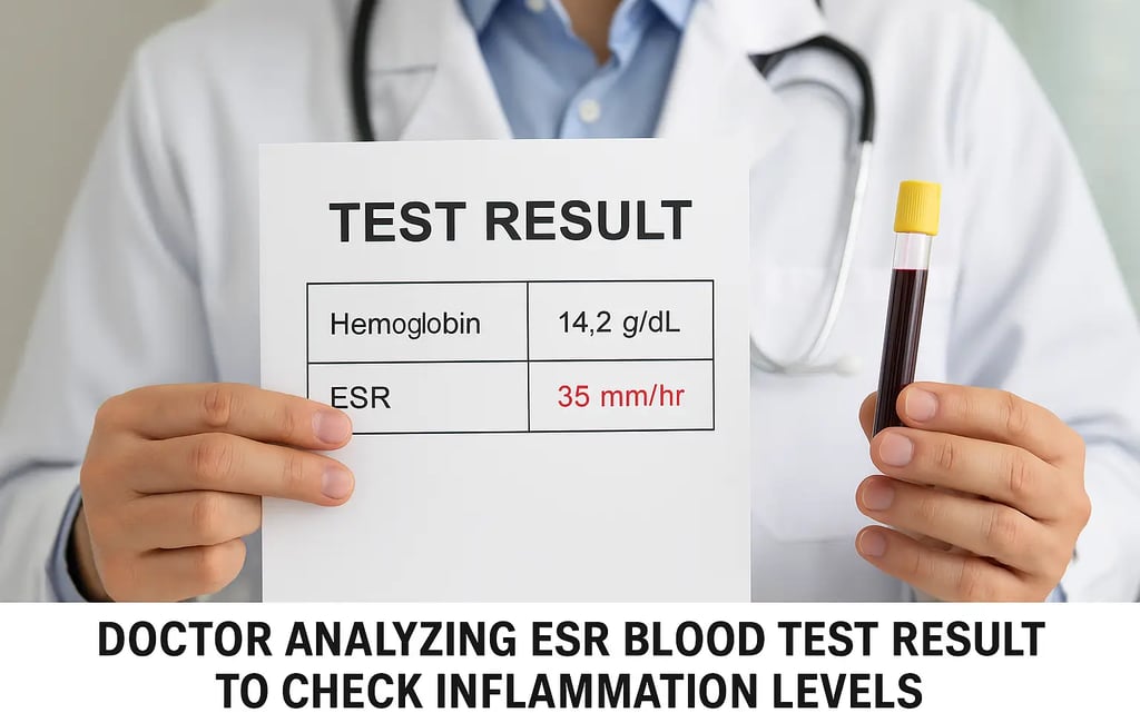 Doctor analyzing ESR blood test result to check inflammation levels
